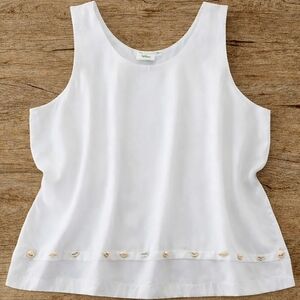 Very Vineyard White Shell Tank XL Coastal Scandi Minimalist Top Botique Preppy